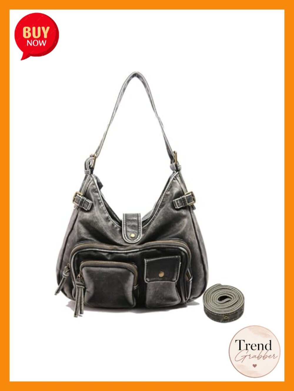 Vintage PU Leather Crossbody Shoulder Bag Women Large Satchel Handbag